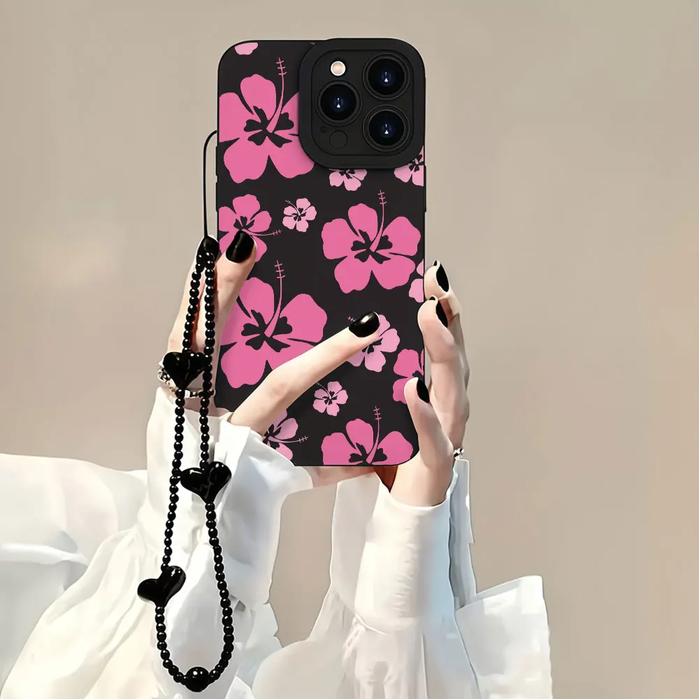 With Strap Macaron Flower Phone Cases For Samsung Galaxy S26 S24 S25 Plus S23 S22 Note 20 Ultra  A56 A36 A35 Soft Silicone Cover