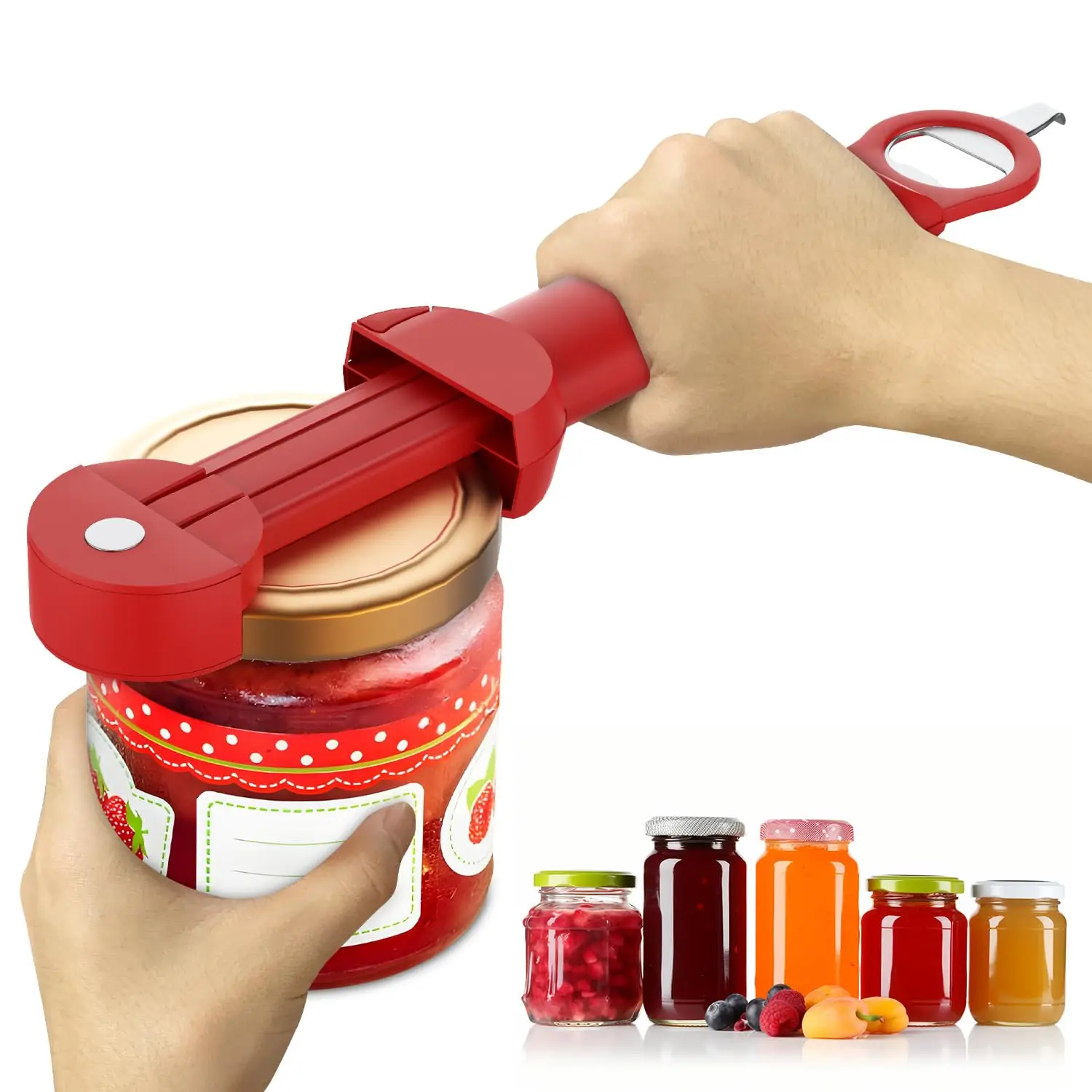 Multifunctionele flesopener Roestvrijstalen dekselopener Verstelbare WineBeer blikopener voor zwakke handen Senioren Keukengereedschap