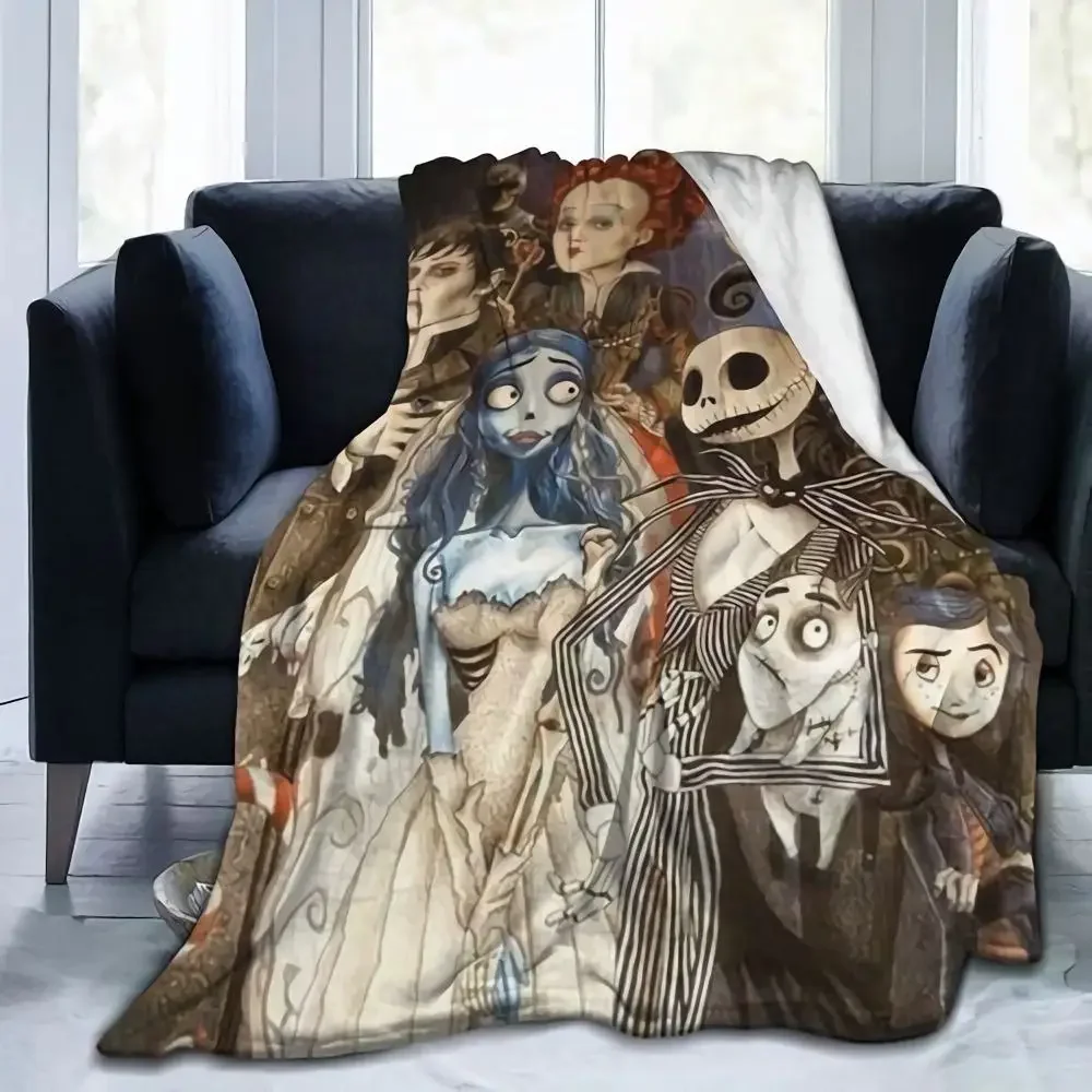 Horror Corpse Bride Blanket Soft Warm Throw Blanket for Bed Sofa Queen Size Halloween Decor Scary Movie Blanket Birthday Gifts