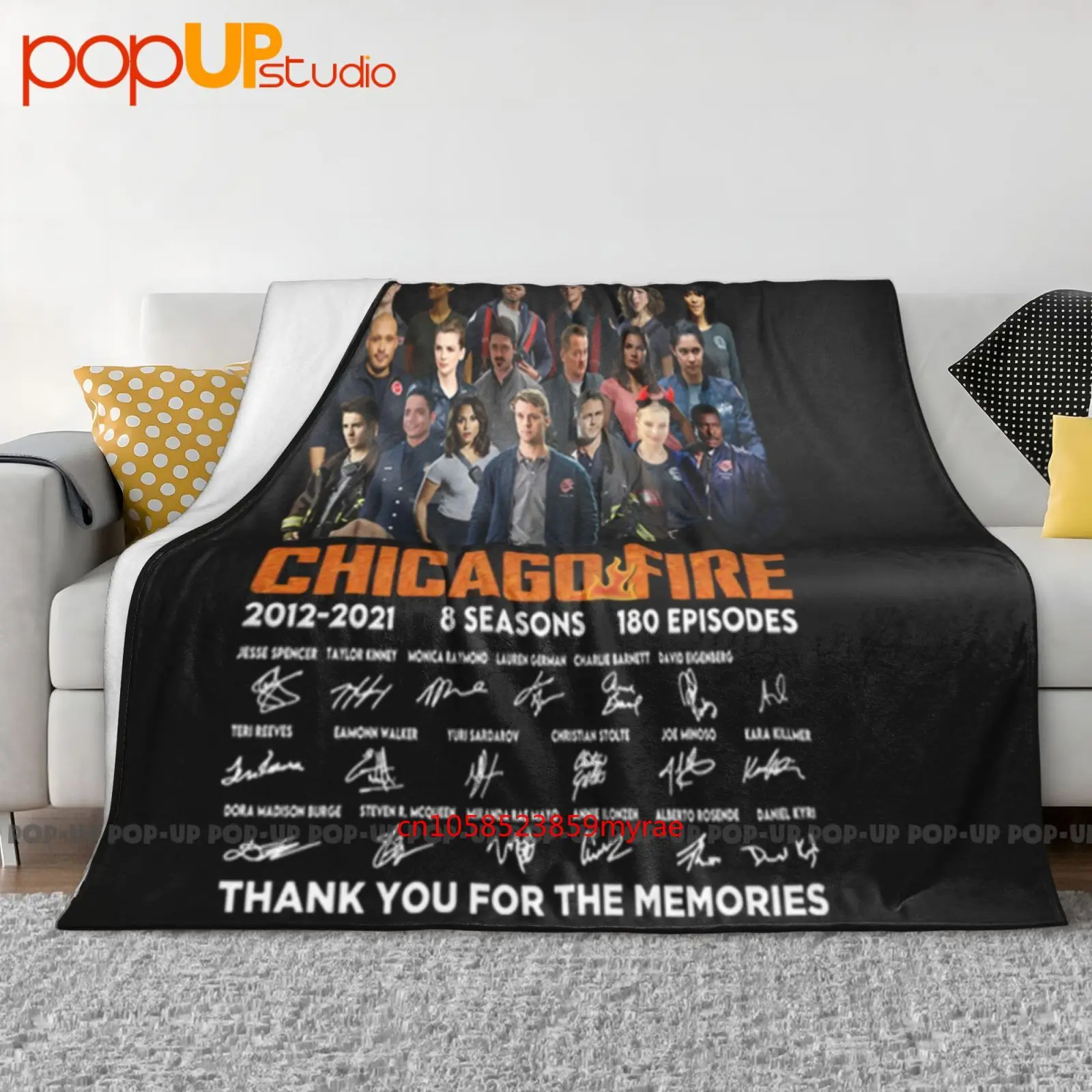 Chicago Fire 2021 2021 8 Seasons 180 Episodes Signatures Thank You For The Memories Blanket Quilt Winter Sofa Cover Bed Covers