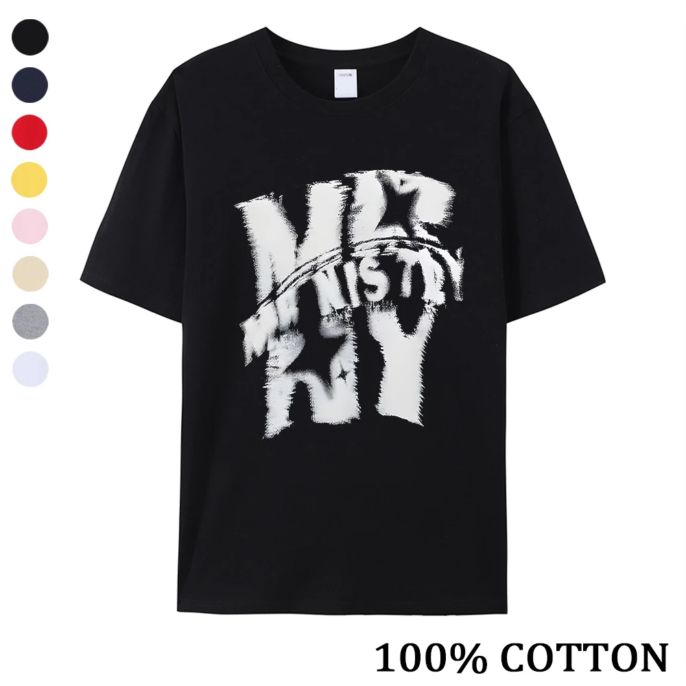 Men's Trendy Word Print Pure Cotton Short Sleeved Summer Loose Casual Fitness T-Shirt Everyday Running And Fitness Top