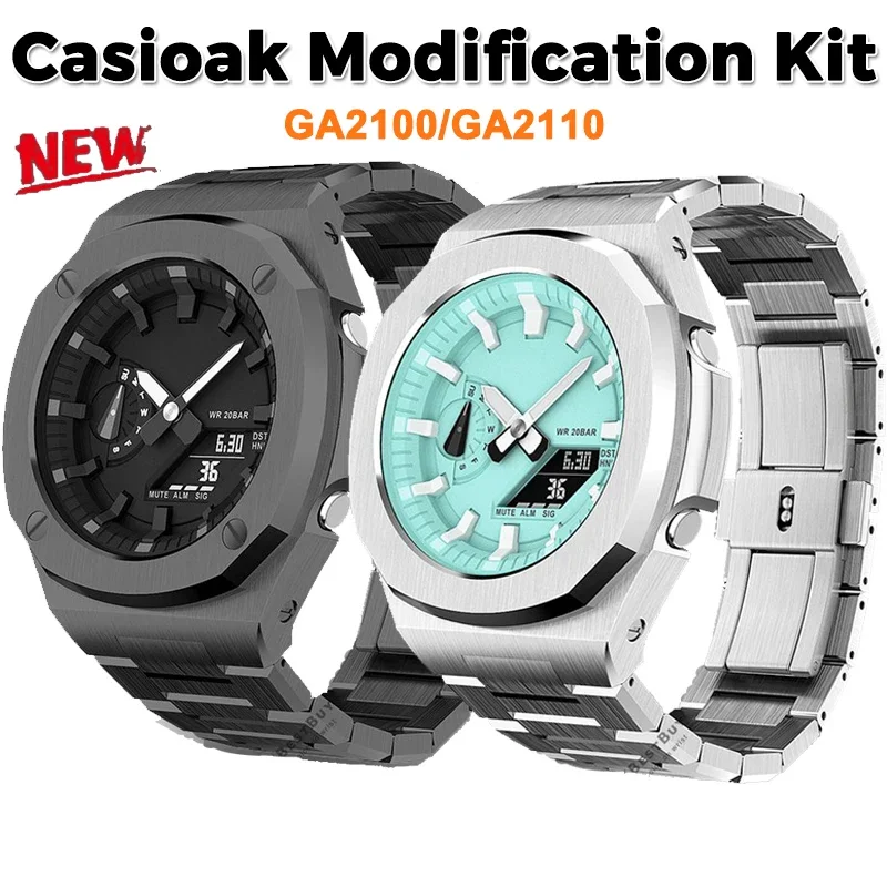 Luxury For Casioak Modification Kit GA2100 Nautilus Metal Bezel Mod Kit Stainless Steel Case metal Strap for GA 2110 Accessories