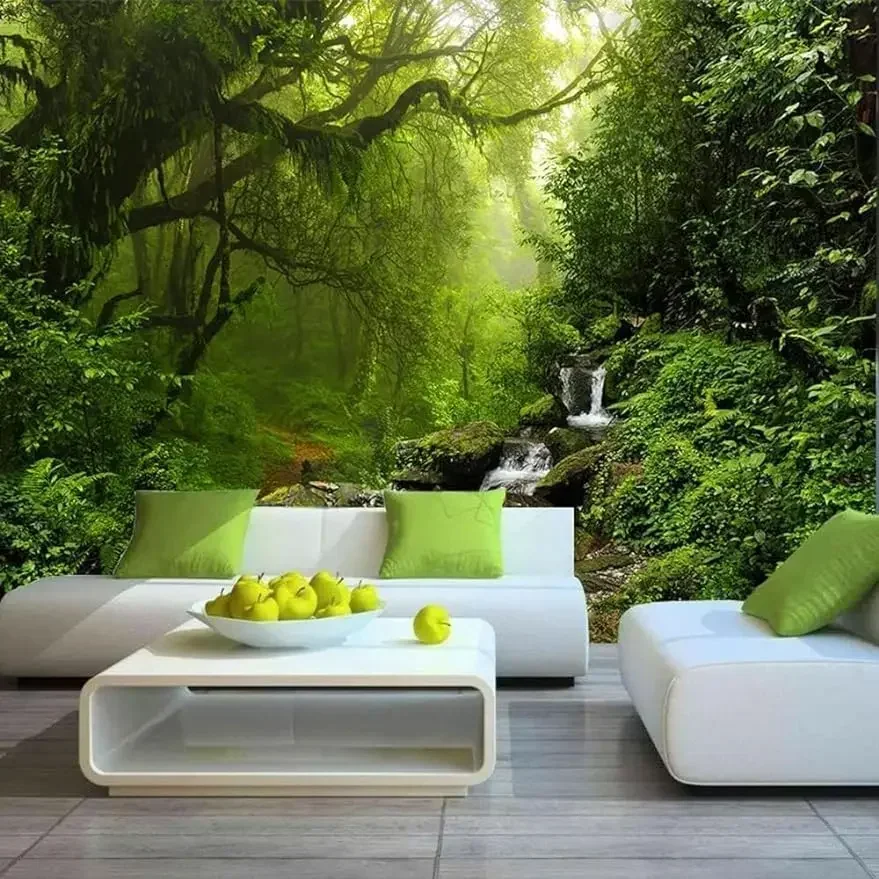 

Bormia Wall Mural Fantasy Forest Nature Wallpaper Tropical Jungle Landscape Wall Sticker for Livingroom Sleeping