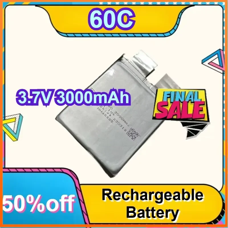 60C High Power 3.7V 3000mAh Rechargeable Lithium Battery Cell for Car Emergency Start Power Spot Welder Use