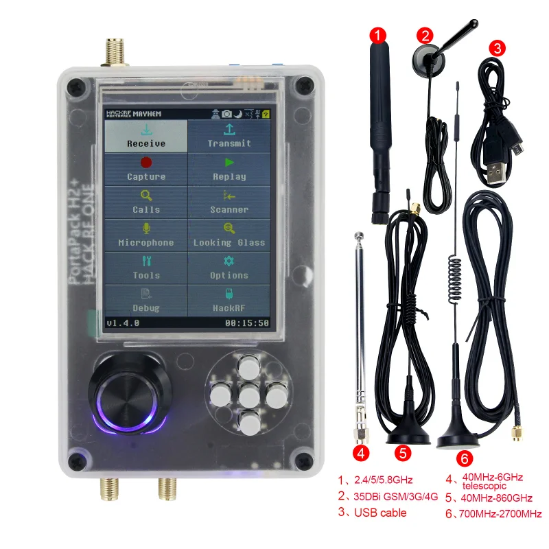 HackRF One + Upgraded PortaPack H2 3.2