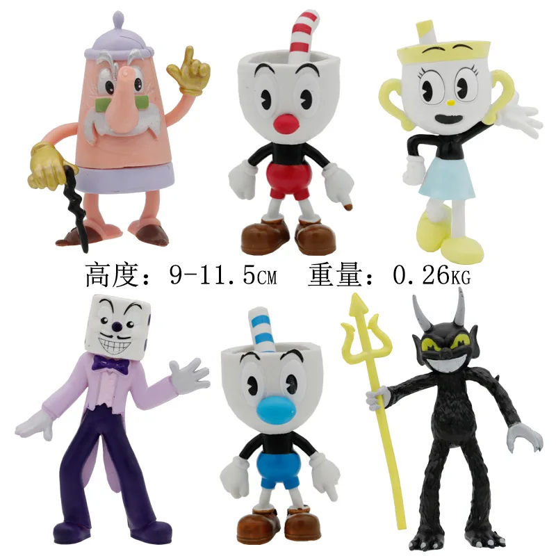 6 teile/satz Cuphead Mugman Die Kelch Modell Entzückende Mode Spielzeug Nette Cartoon Ornament Brinquedos Geschenke Für Freunde Weihnachten Geschenk