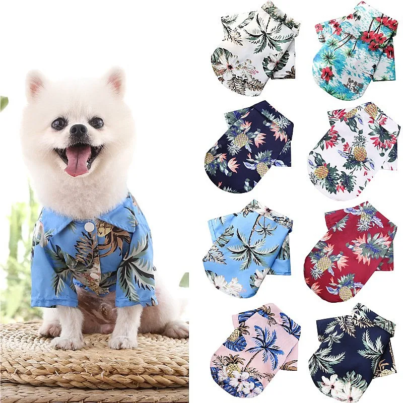 Hawaiian Beach Style Dog Clothes Summer Dog T-Shirt Pet Clothes For Small Dogs Cats Chihuahua Yorkies Clothing Thin Puppy Shirts