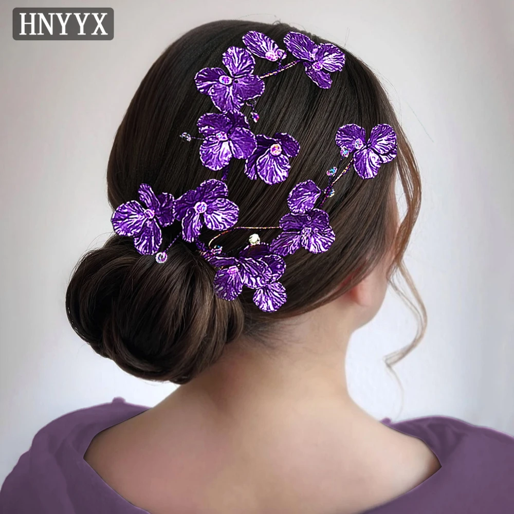 

HNYYX Purple Shell Flower Hair Comb Crystal Hairpin Fashion Hair Accessories Wedding Headwear For Brides Popular Hairpieces A114