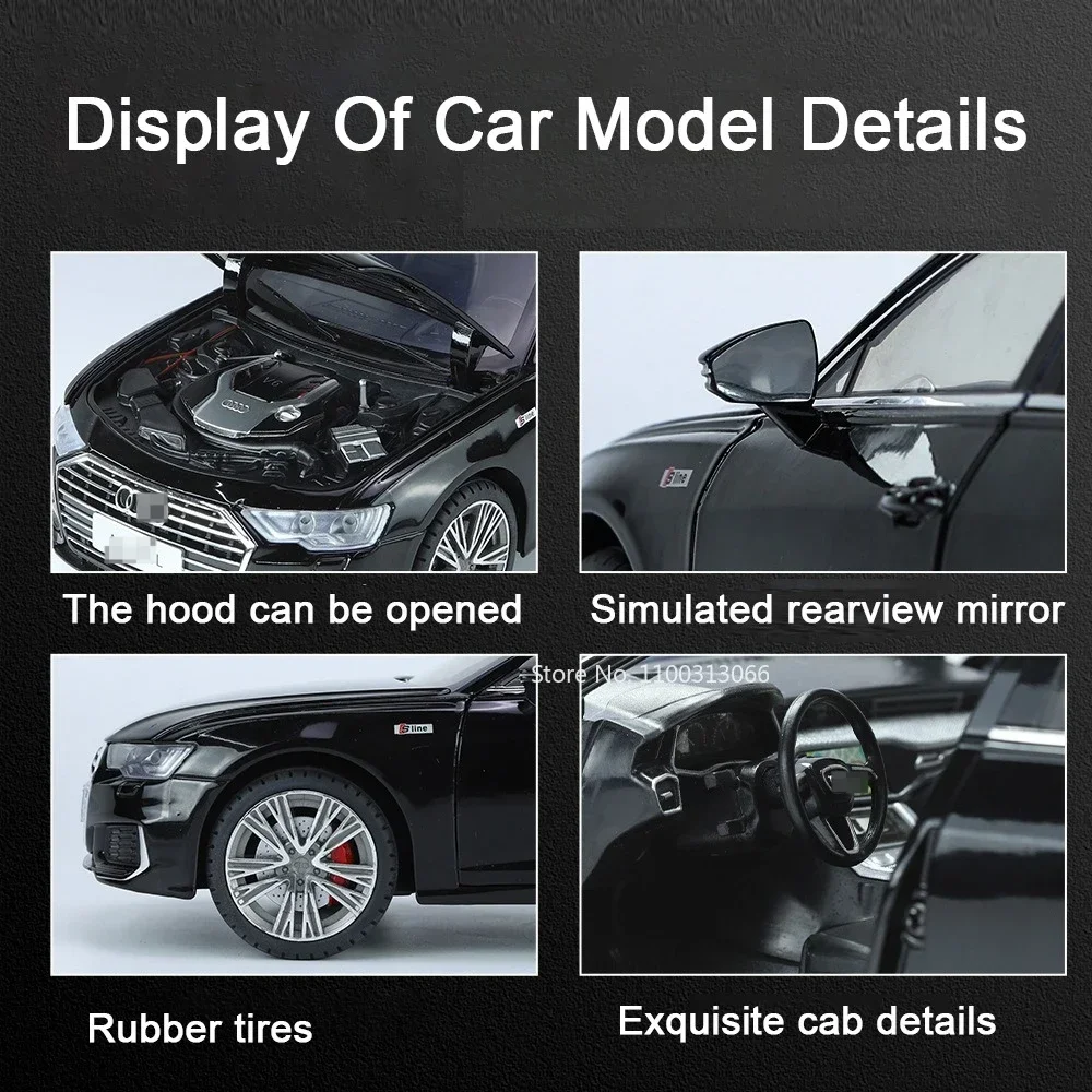 1:18 Audi A6L Alloy Model Cars Metal Diecast Vehicle Toys with Sound Light Pull Back Function Car Toy for Boys Gifts Collection