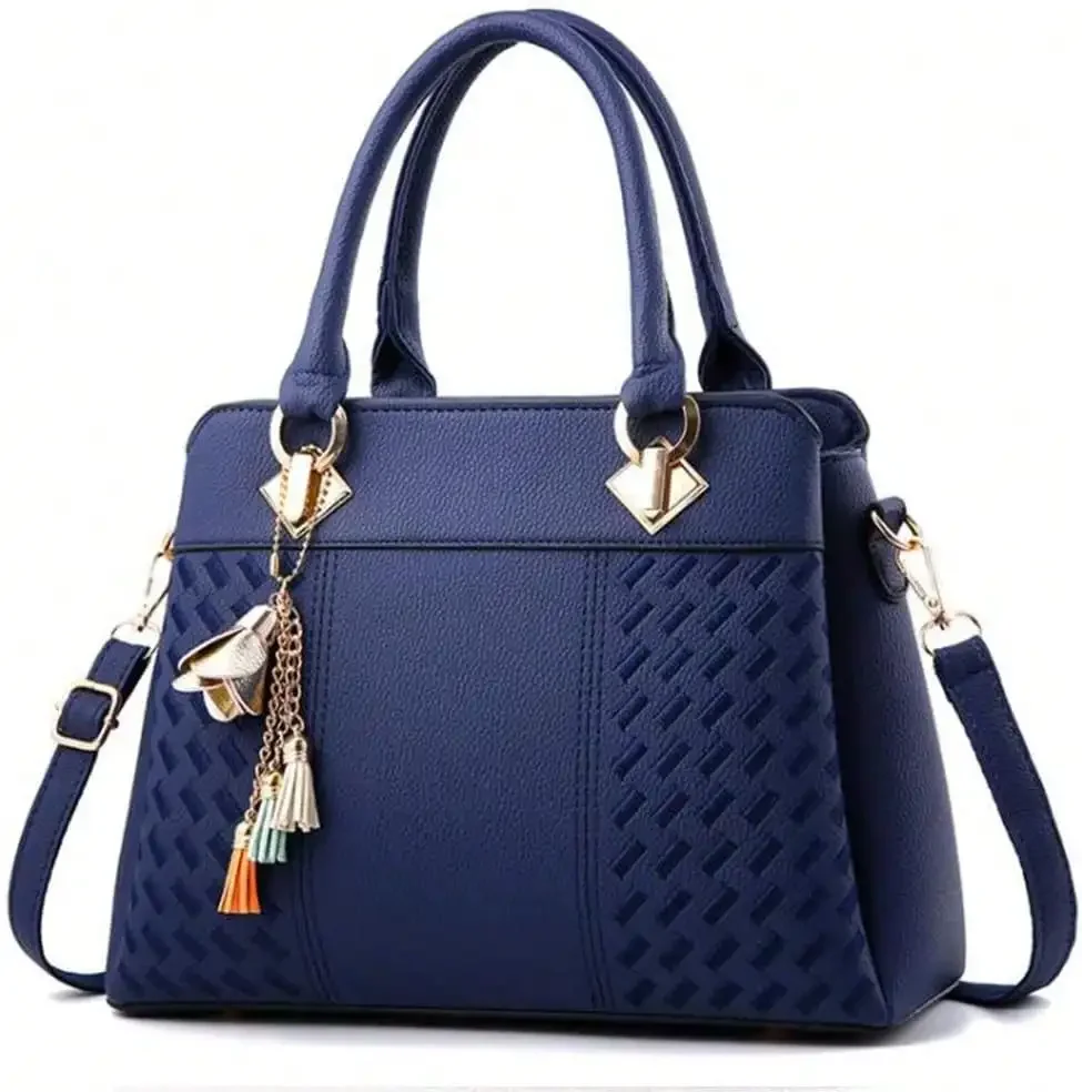 Top-Handle Handbags Purse Satchel For Women Soft PU Leather Crossbody Shoulder Bag With Tassel Pendant