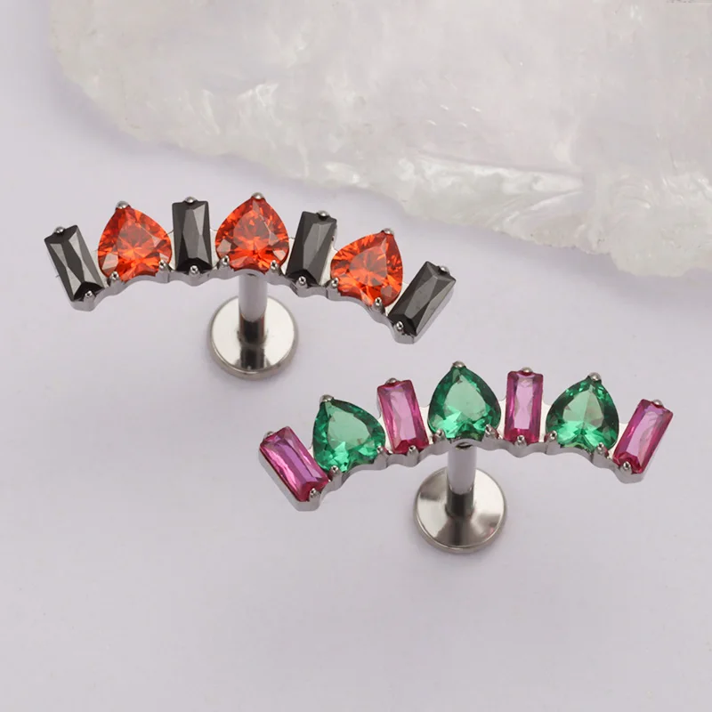 ASTM F136 Titan Cloud Ladder Herz CZ Labret Piercing Knorpel Tragus Helix Conch Ohrring Lippenstecker Nasenringe 2026 Neu – Detail 9