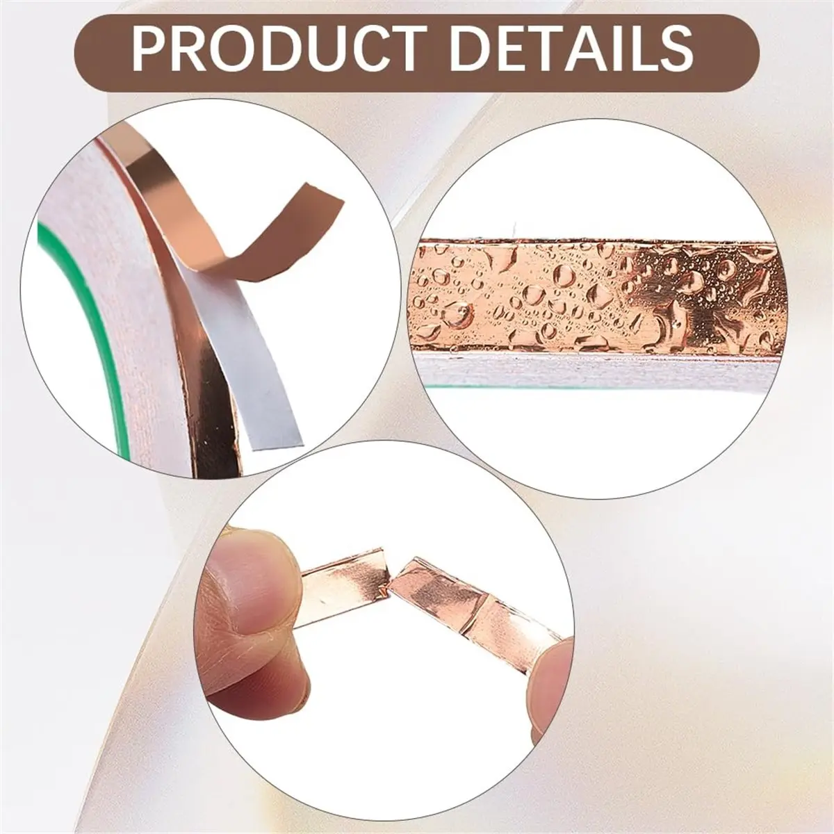 A1131P ~3 Roll Thin Copper Tape Copper Foil Tape Tool with 2Pcs Plastic 0.24Inch X 65.6 Feet for Guitar Glass Foiler DIY