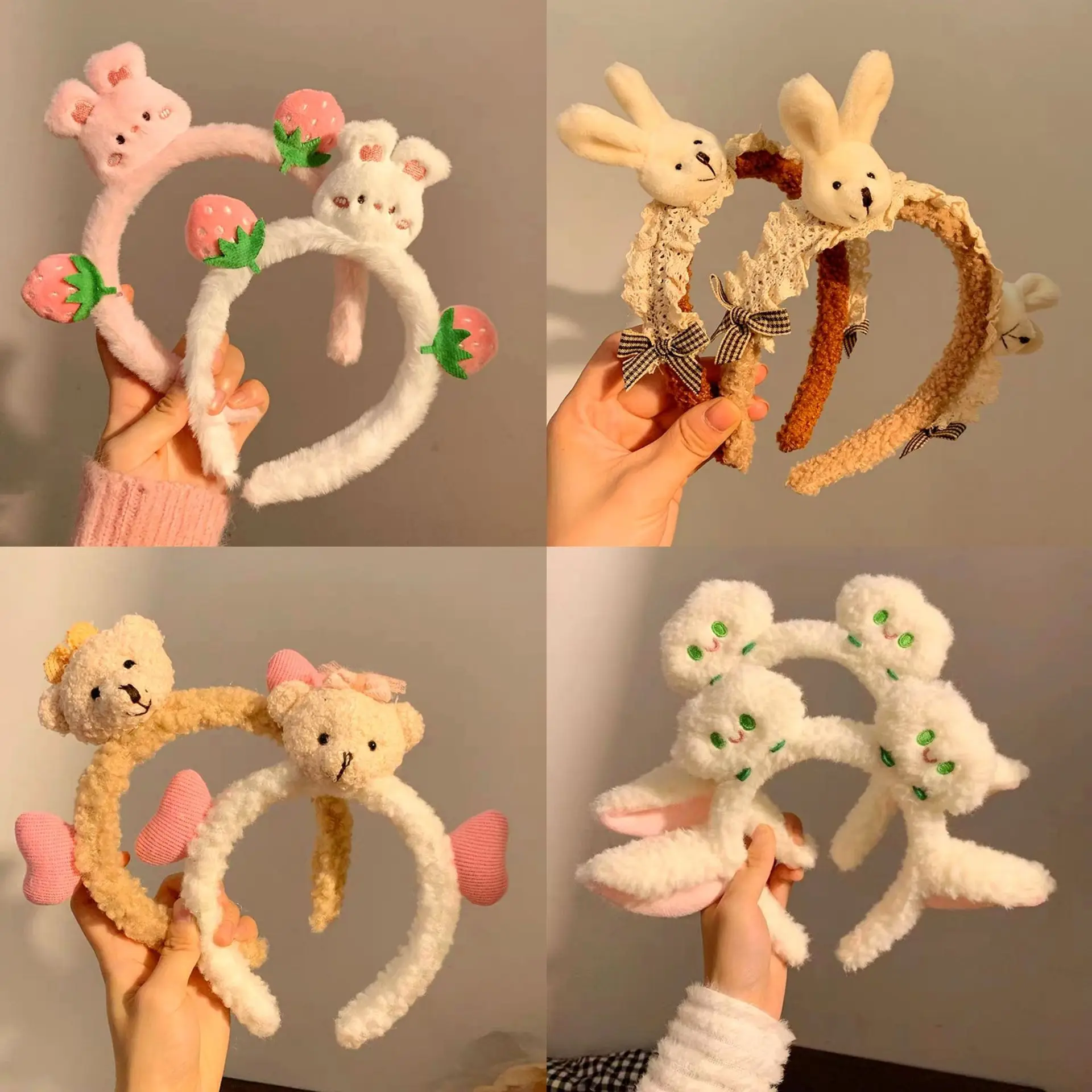 Mignon dessin animé en peluche ours oreille bandes de cheveux femmes cerceau de cheveux anti-dérapant coiffure bandeau 2 couleurs haute qualité cheveux accessoires 2025
