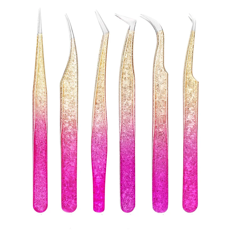 1 Pc Eyebrow Tweezers for Lashes Artists Ice Flower Anti-Static Stainless Steel Eyelash Extension Makeup Tweezer Tools