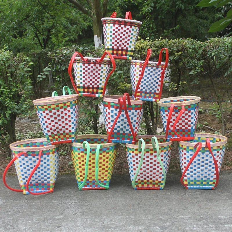 Small Backbasket Children's Ethnic Style Cute Children's Small Basket Vine Weaving Dance Props  Backbasket