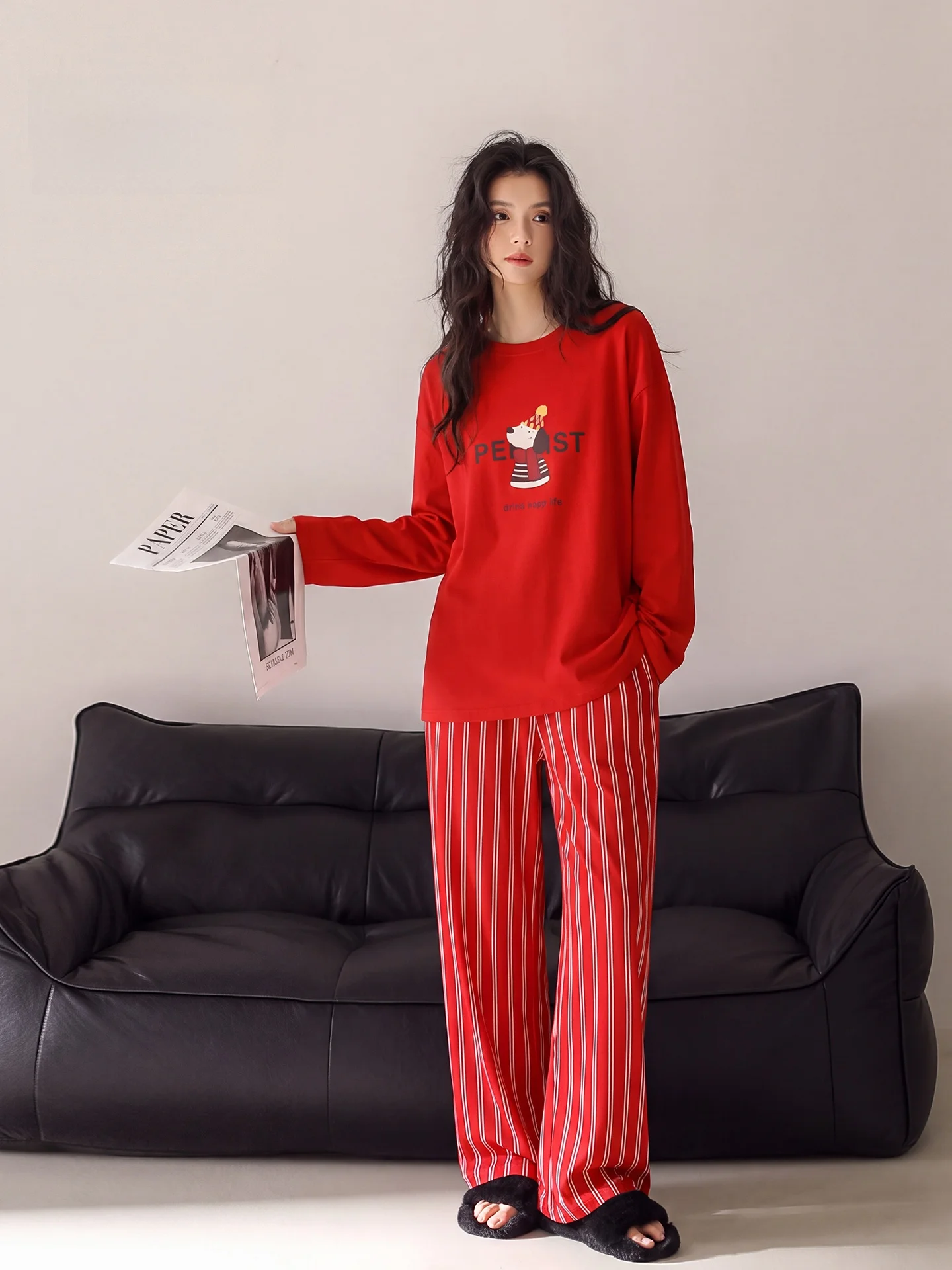 pigiama-in-puro-cotone-da-donna-maniche-lunghe-pantaloni-lunghi-scollo-rotondo-set-di-abbigliamento-per-la-casa-rosso-per-autunno-inverno-comodo-e-morbido-cotone
