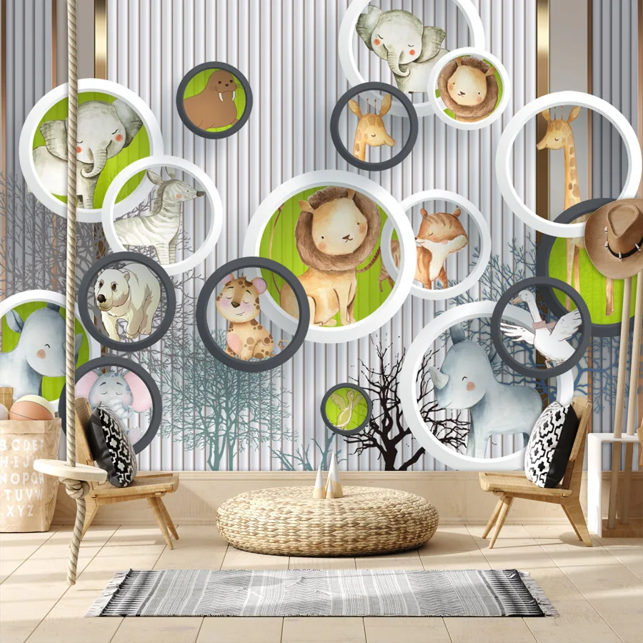 

Custom Self Adhesive Easy to Apply Wallpaper for Living Room Wall Papers Home Decor Geometry Animal Renovation Kids Baby Mural