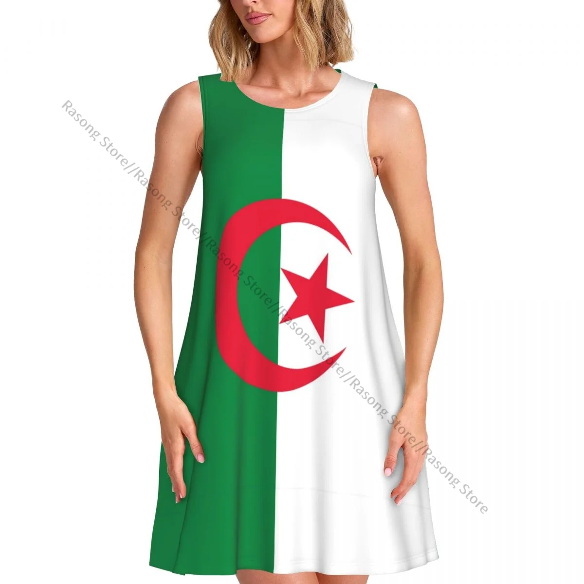 女性のドレスアルジェリアの国旗夏カジュアル T シャツビーチカバーアップタンクドレス