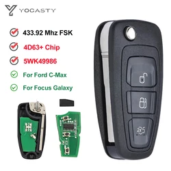 YOCASTY 3 pulsanti Flip Remote Car Key 433Mhz 4 d63 + per Ford Mondeo Focus C-Max Grand Galaxy S-Max 2010 2012 2011 2013 5 wk49986