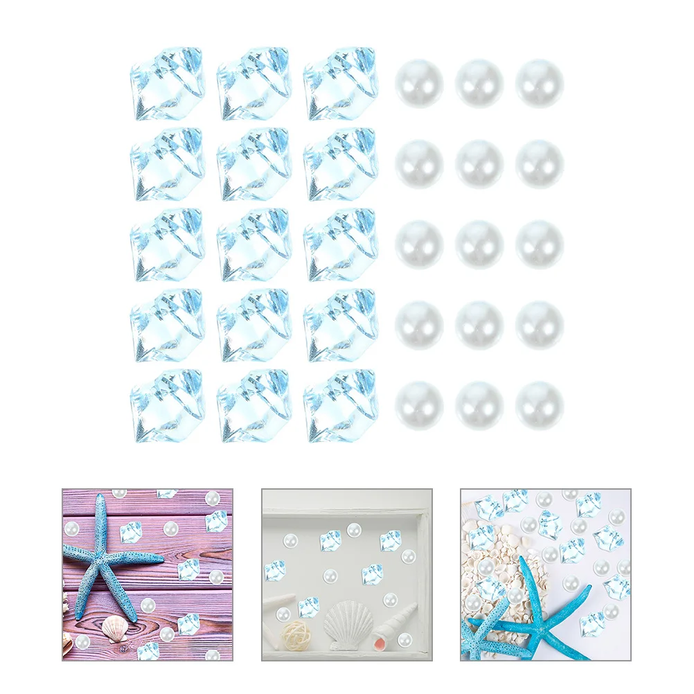 파란색 부서진 플라스틱 구슬 1세트, 매끄럽고 무거운 물고기 탱크, 꽃병 장식, 조경용 구슬, 수족관 돌, 정원용