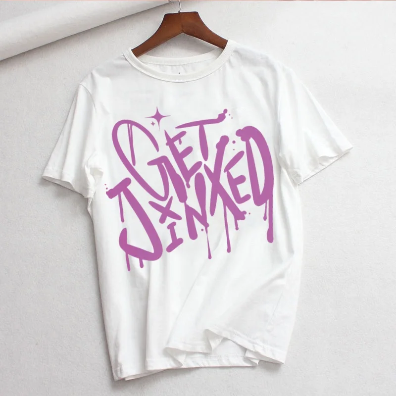 

Jinx Graffiti Print T-shirts Women Summer Graphic Tees Funny Shirts For woman tshirts Crew Neck Harajuku Tops