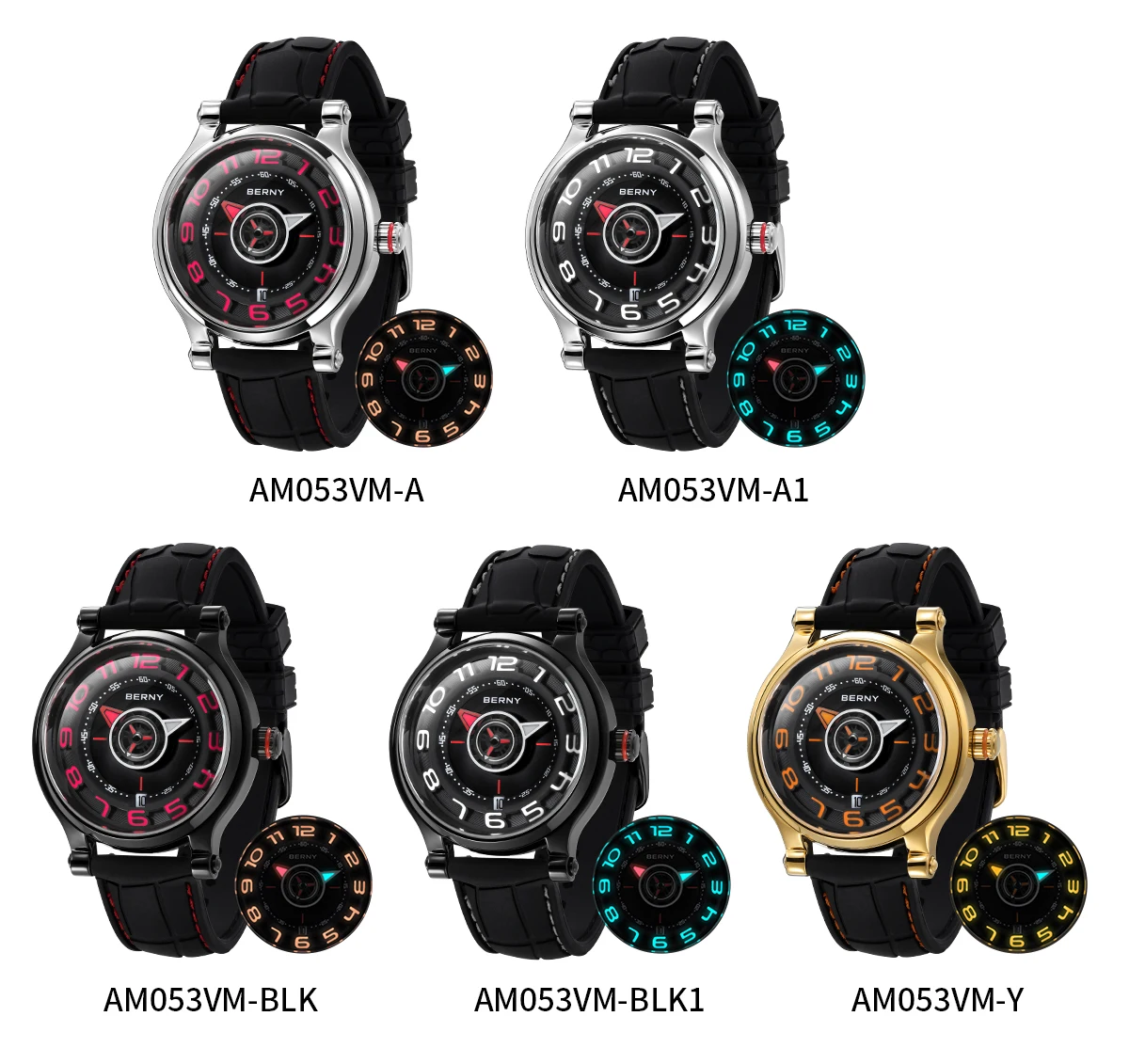 BERNY Men\'s Mechanical Watch Sapphire Miyota 8215 Multifunction Super Luminous Watch Compass Tire Dial Cool Play Men Wristwatch