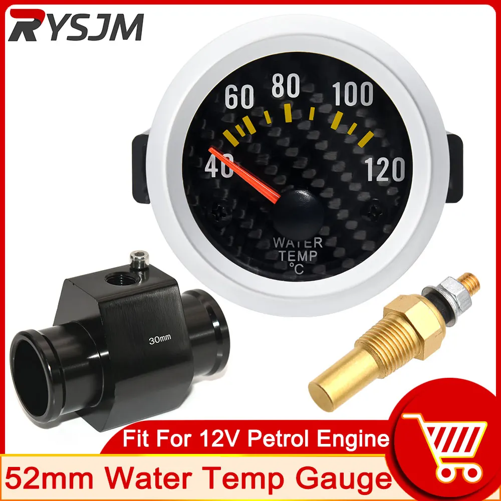 

HD 52MM Water Temp Gauge with Water Temperature Joint Pipe Sensor 10mm Radiator Temperature Adapter 40mm ~ 28mm 40~120 Celsius