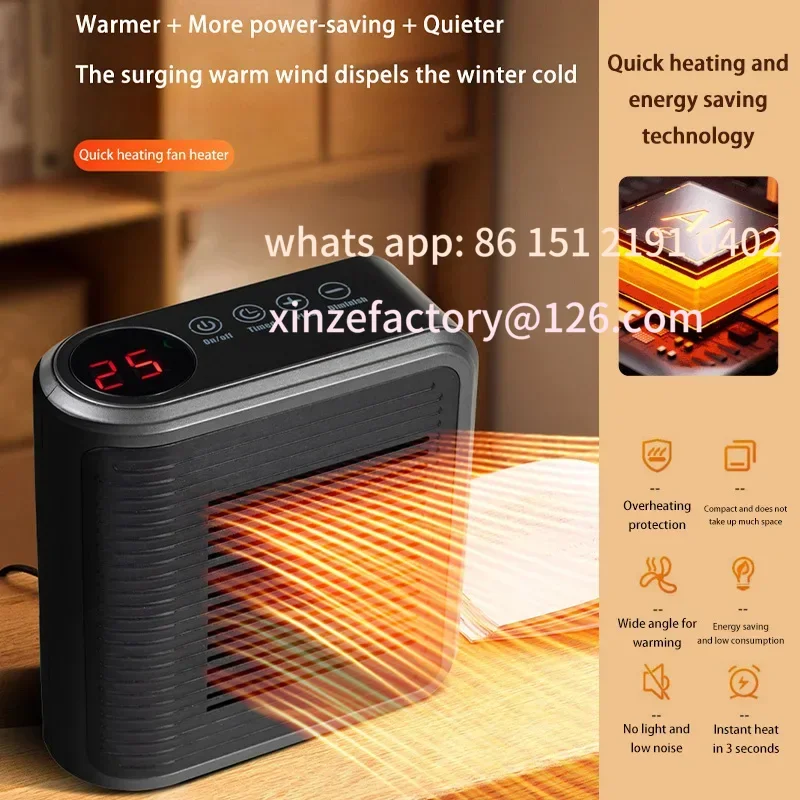 Customizable New Multi-Function Mini Heater Small Bathroom Heating Fans Plug Wall PTC Ceramic Electric Touch Timer