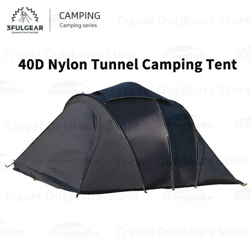 3F UL GEAR HAILUO 40D Nylon Tunnel Camping Tent 3-4 People Four Season Tent Sun-proof Camping Awning Tent PU3000MM Tent 