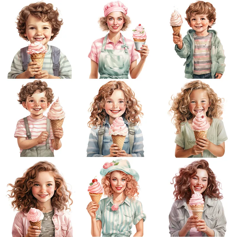 12Pcs/Pack Ice Cream Girls Sticker DIY Craft Scrapbooking Album Junk Journal Decorative Stickers