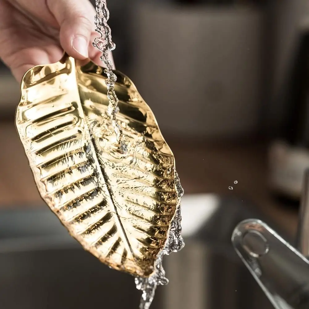 Bellissimo poggiacucchiaio in acciaio inossidabile Portautensili dorato e a forma di foglia d'argento Portacucchiaio in acciaio inossidabile da cucina