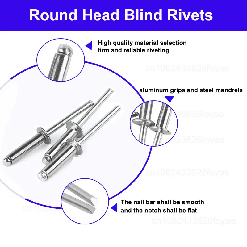 60-250Pcs Blind Rivet Aluminum M2.4 M3.2 M4 M5 Riveter Dome Head Pop Rivets Nail Assorted Set For Furniture Assortment Kit