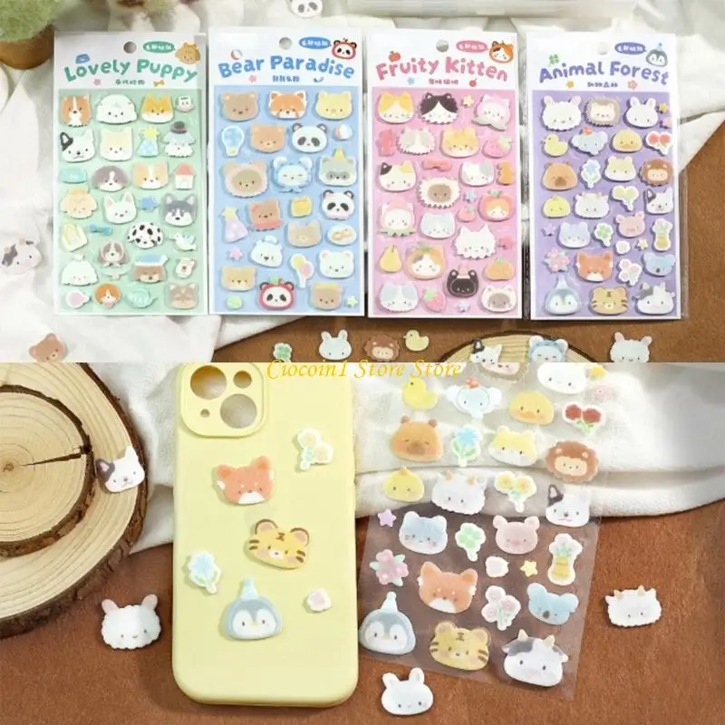 A3PC Puffier Sticker Sheets Decorative Sticker Small Sticker for Kids & Adults, Reusable Tiny Sticker for Scrapbooking