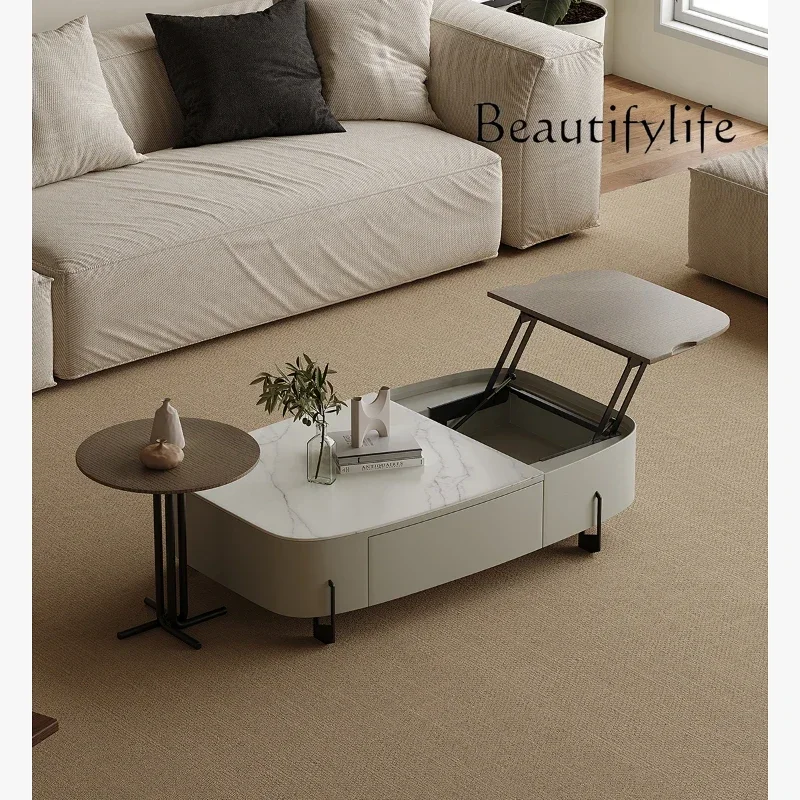 Light Luxury Lifting Coffee Table Microlite Living Room Designer Creative New Oval Coffee Table