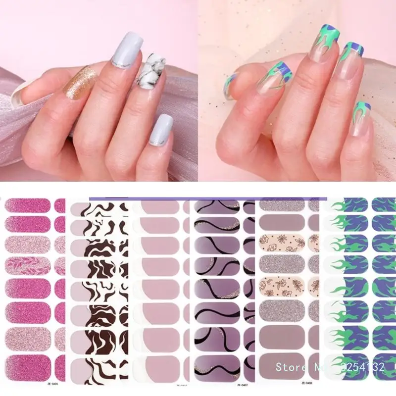 1 foglio Semi polimerizzato Gel unghie Art cursori Manicure Decor UV LED Nail Semi Cured Gel Design decalcomanie per unghie moda Nail Sticker Decor