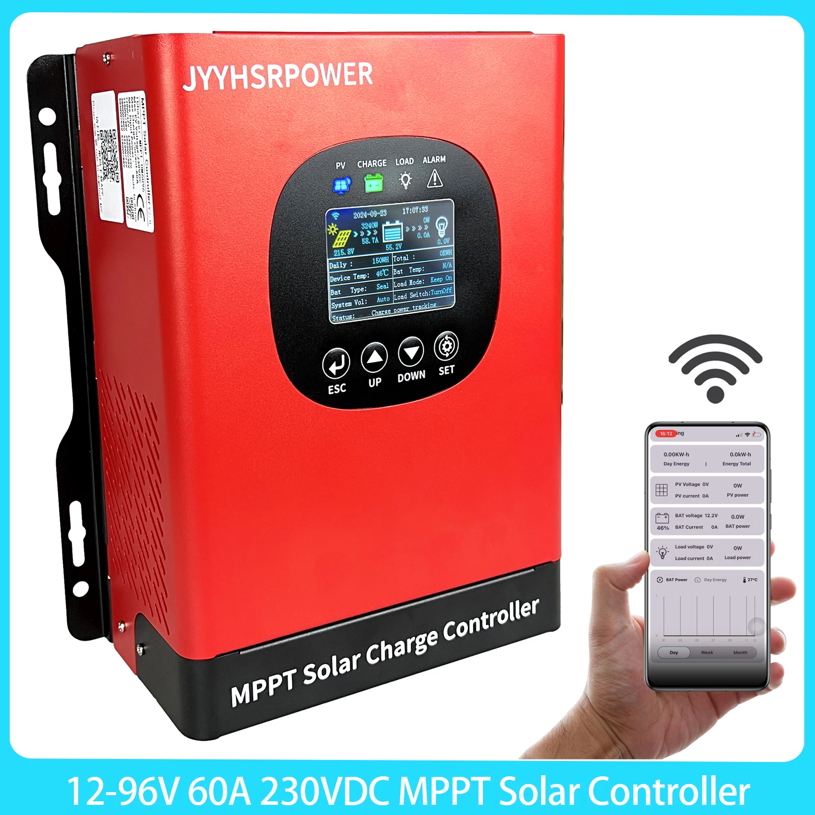 

12V 24V 48V 60V 72V 96V MPPT Solar Panel System Charge Controller 40A 60A PV Solar Battery Charging Regulator For Lifepo4 GEL