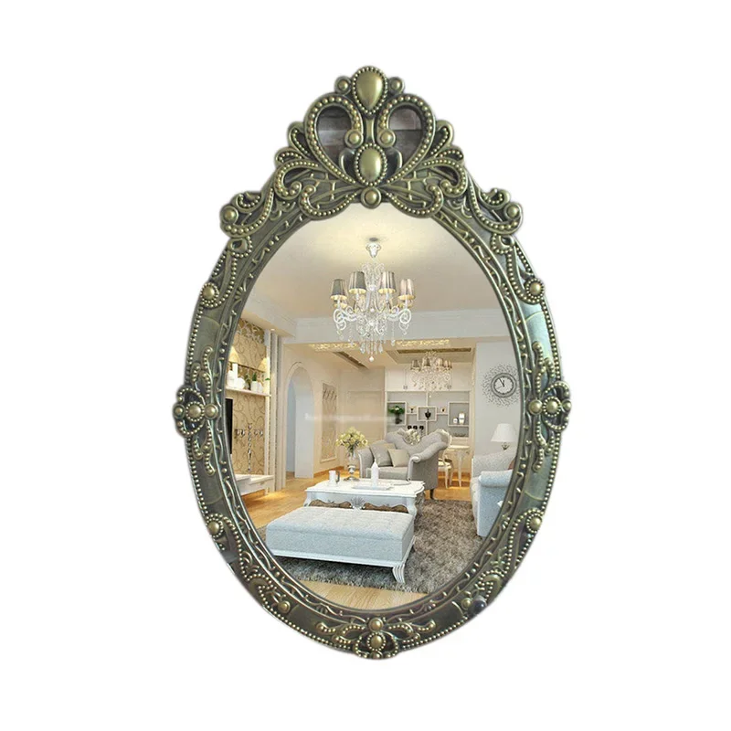 Vintage Shower Makeup Decorative Mirror Wall Custom Golden Large  Mirror Bathroom Deco Chambre Home Design