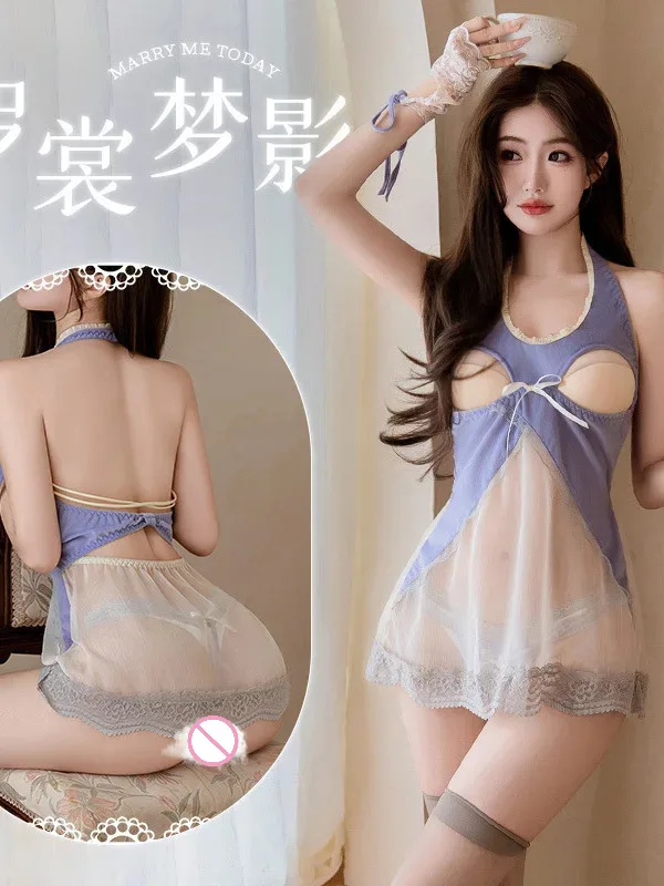 الغريبة SM الحلو سليم تانك فستان قصير الأرجواني شبكة الدانتيل شير رقيقة تأثيري موضة النساء فستان أنيق القوس الجنية فساتين KCN7