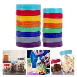 16 pcs Colored Plastic Mason Jar Lids Food-Grade Recyclable Plastic Storage Caps for Mason Canning Jars Resistant