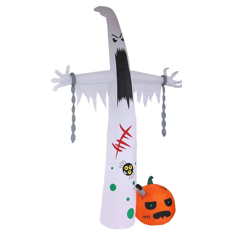

Suitable for Cross-border Halloween new inflatable air model 3.6 meters pumpkin chain white ghost, outdoor decorative ornament