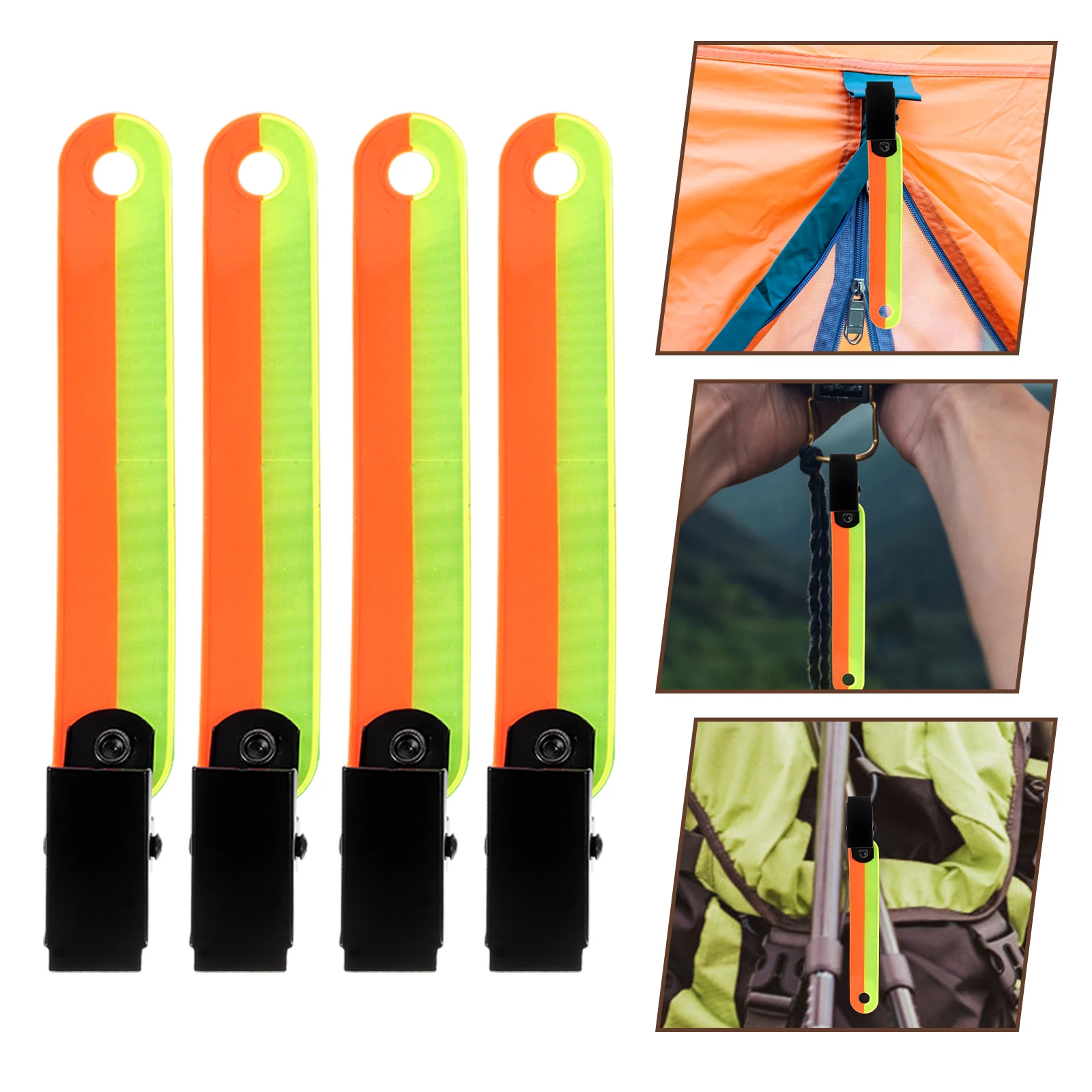 

12pcs Fluorescent Band Clips Resilient Waterproof Outdoor Safety Trail Marking Clip For Hiking Night Running Reflective Clip For