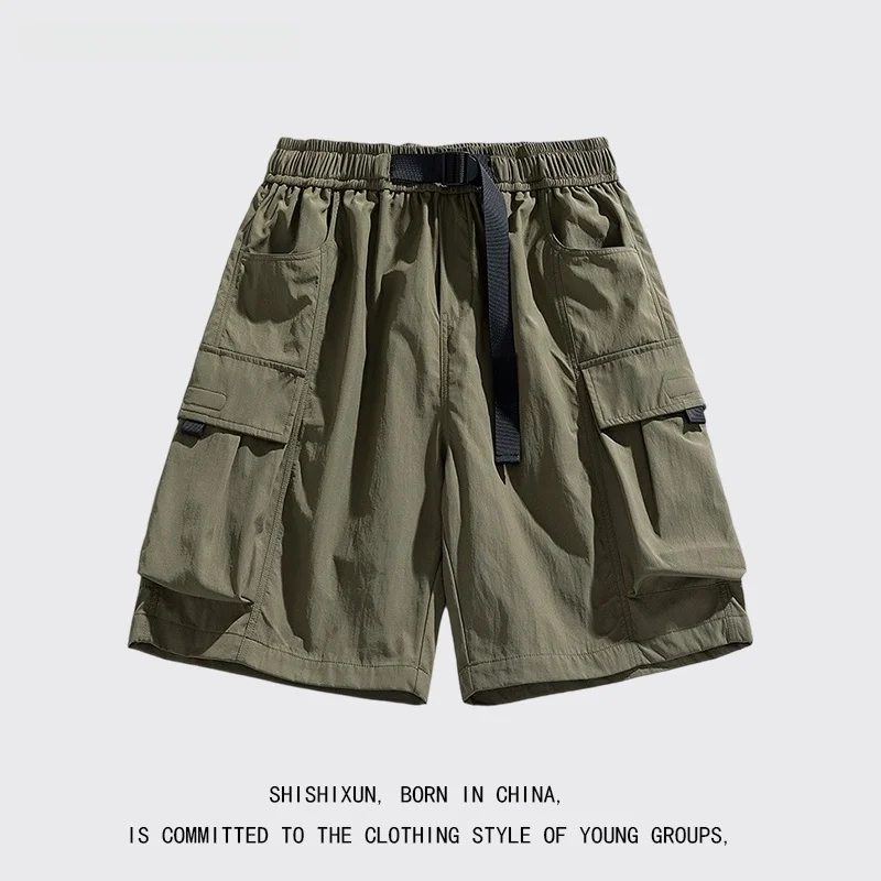 

Summer Qui Dry Workwear orts Men's Thin Faionable Casual Five-Quarter Length Couple's Loose Fit Youthful Sle Pants