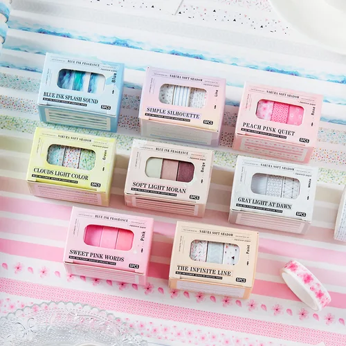 Imagen 2 del producto 5 rollos/juego Qingmo Huafei serie Vintage flor olas de mar paisaje Washi Tape creativo DIY diario Material Collage papelería