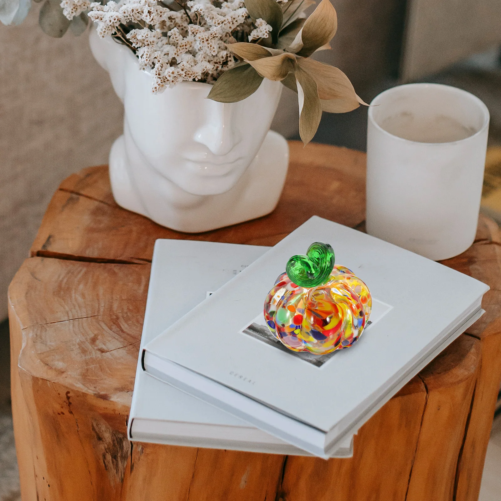 

Home Decor Desktop Glass Pumpkin Statue for Table Ornament Mini Pumpkins Crafts