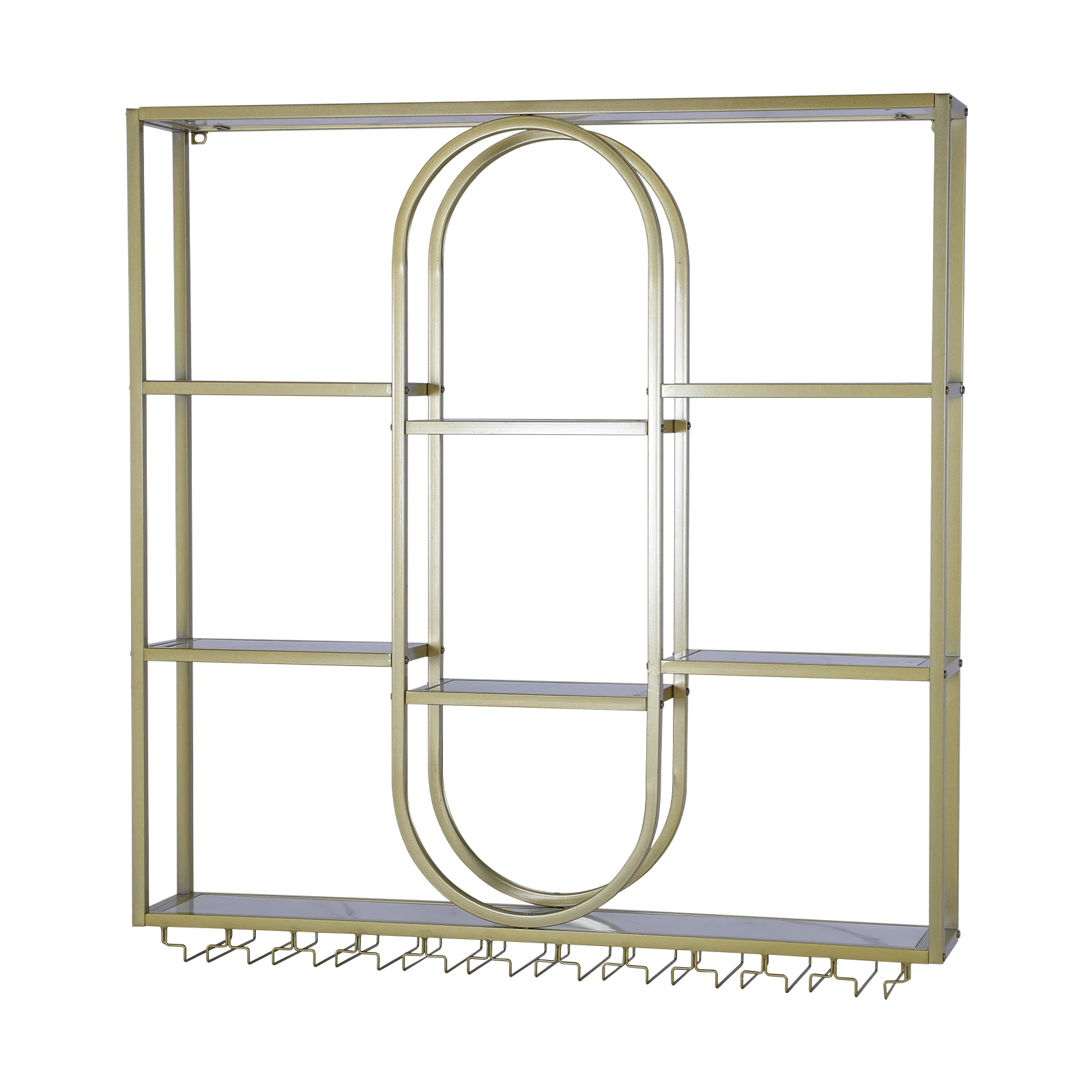 

Настенная винная полка на 3 уровня (47 дюймов) с держателями для бутылок и стаканов для дома, ресторана, коммерческого бара, кухни