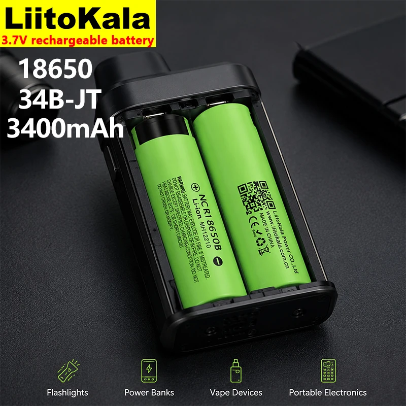 LiitoKala NCR18650 34B-JT 3400mAh 3.6V 10A Continuous Discharge Rechargeable Lithium Ion Cell For Flashlight
