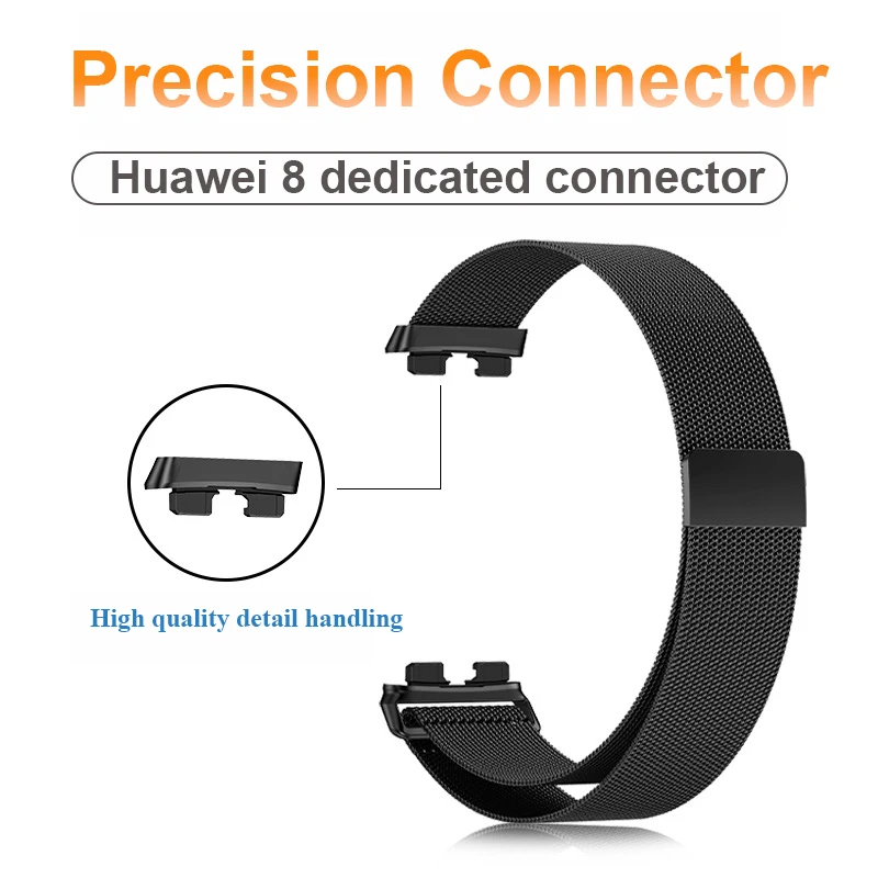 Metal Strap For Huawei Band 8 Bracelet With Protector Case Screen Soft TPU Replacement Milanese Magnetic Loop Huawei Watchband