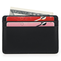 Small Wallet for men Cardholder Sticker black Genuine Leather Card Holder Slim Business Card id Holder Credit Card Case Thin