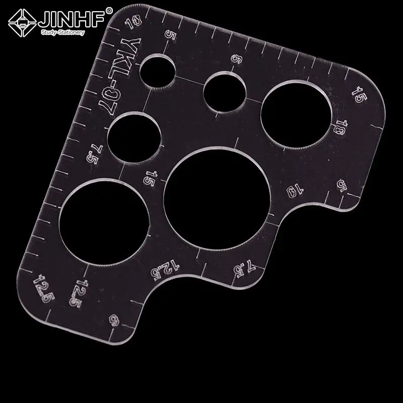 1PCS Acrylic Rounded Ruler R Rules DIY Supply Tool Full Size Template For Handmade Leather Style Pattern Drawing Ruler