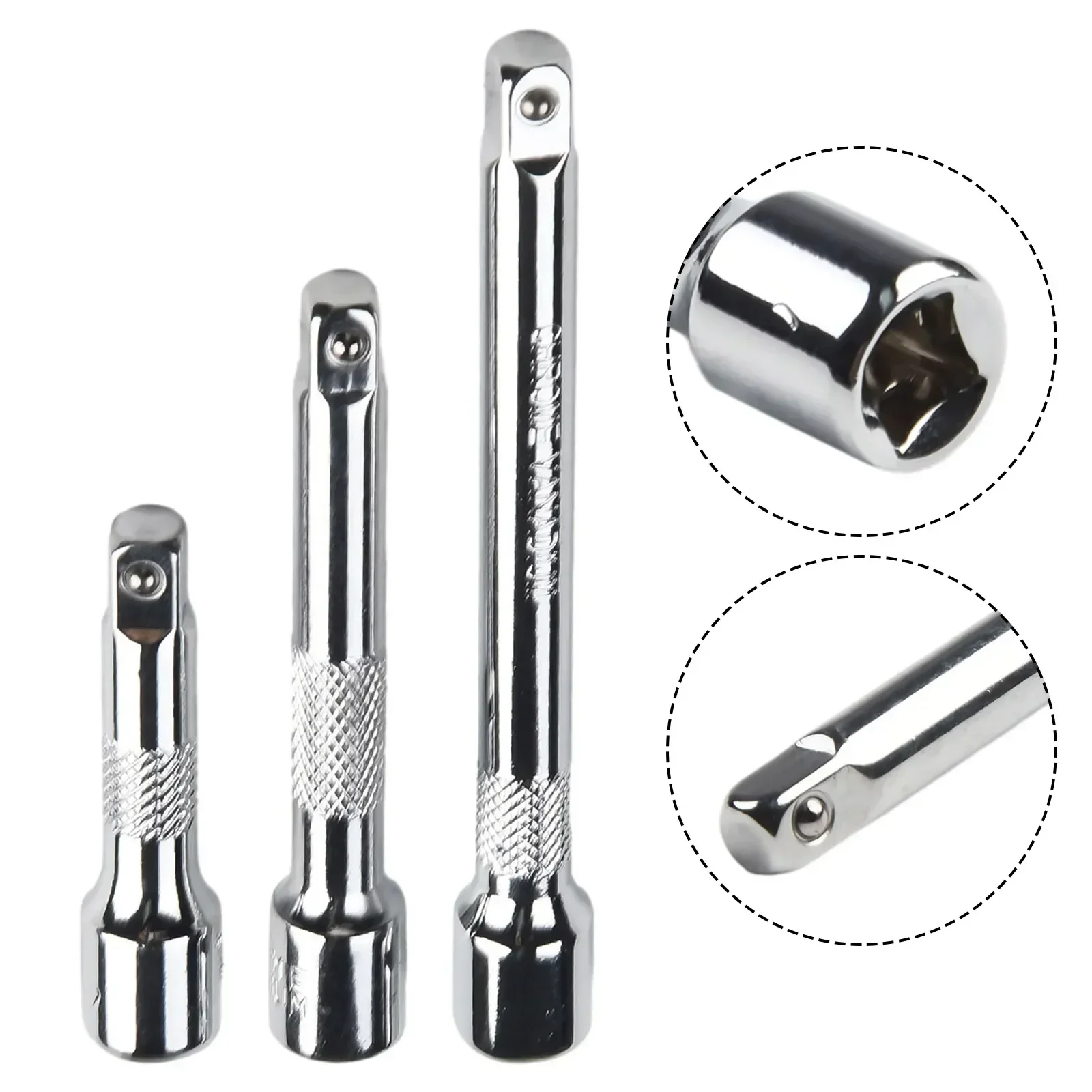 1/4Inch Chromed Steel Extension Bar Ratchet Socket Wrench Adapter 50 75 100MM Hand Hand Tools Long Bar Socket Extend